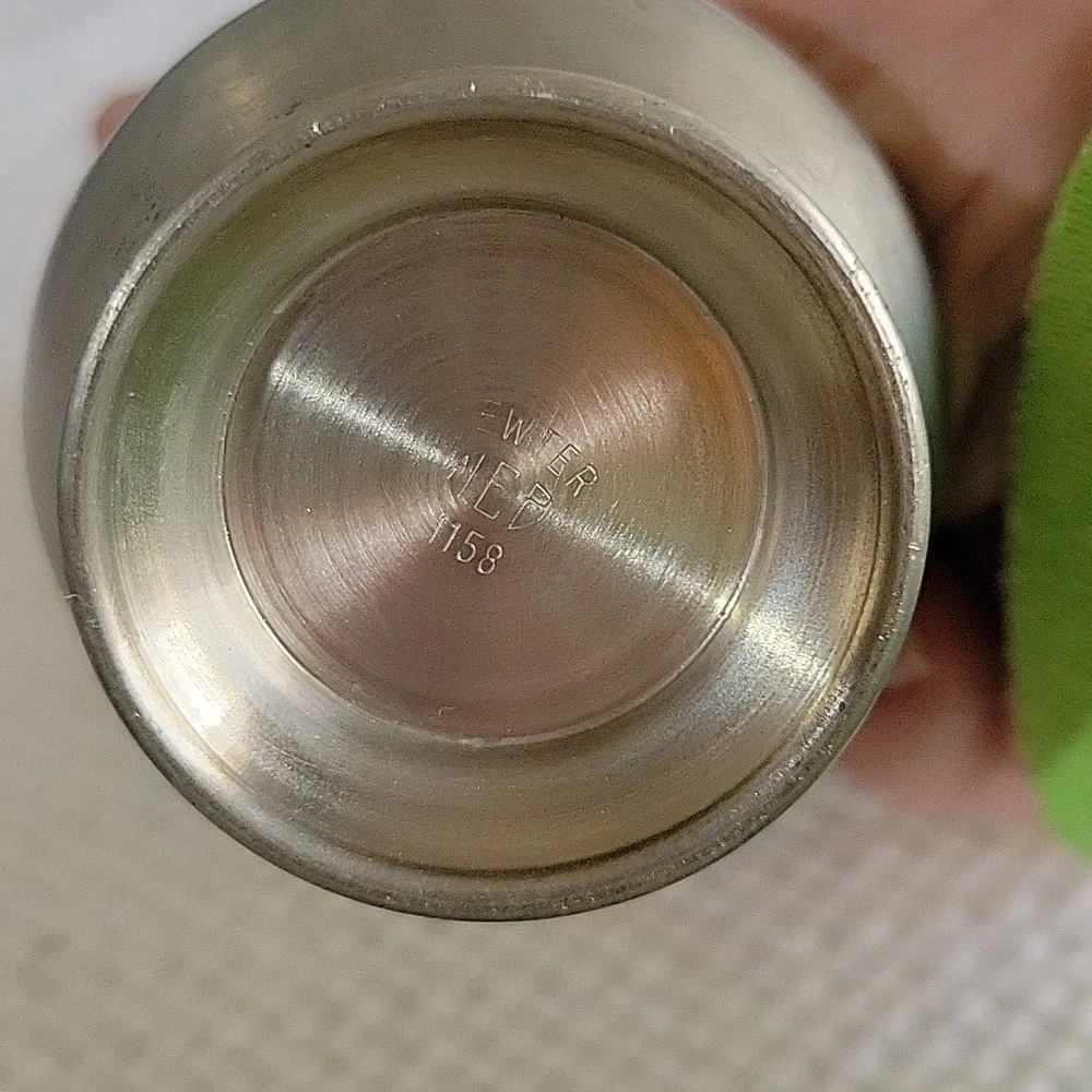 Small vintage pewter bud vase with handle.  5.5